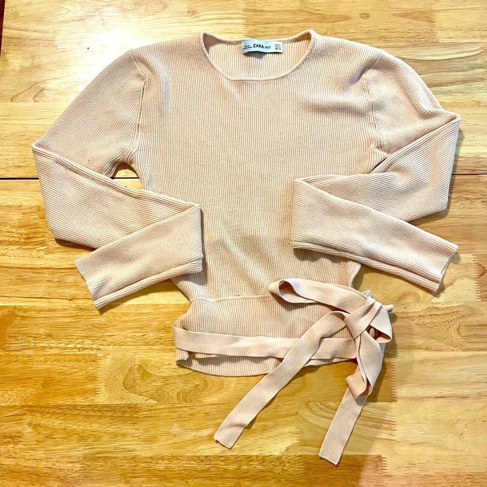 Zara knit wrap & cut-out sweater - ballerina pink